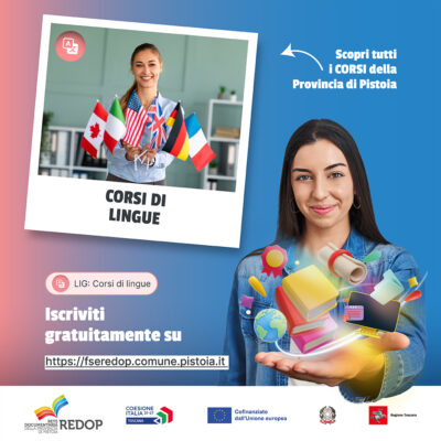 Adulti In-Formati. Corsi di lingue gratuiti. Per iscriverti https://fseredop.comune.pistoia.it