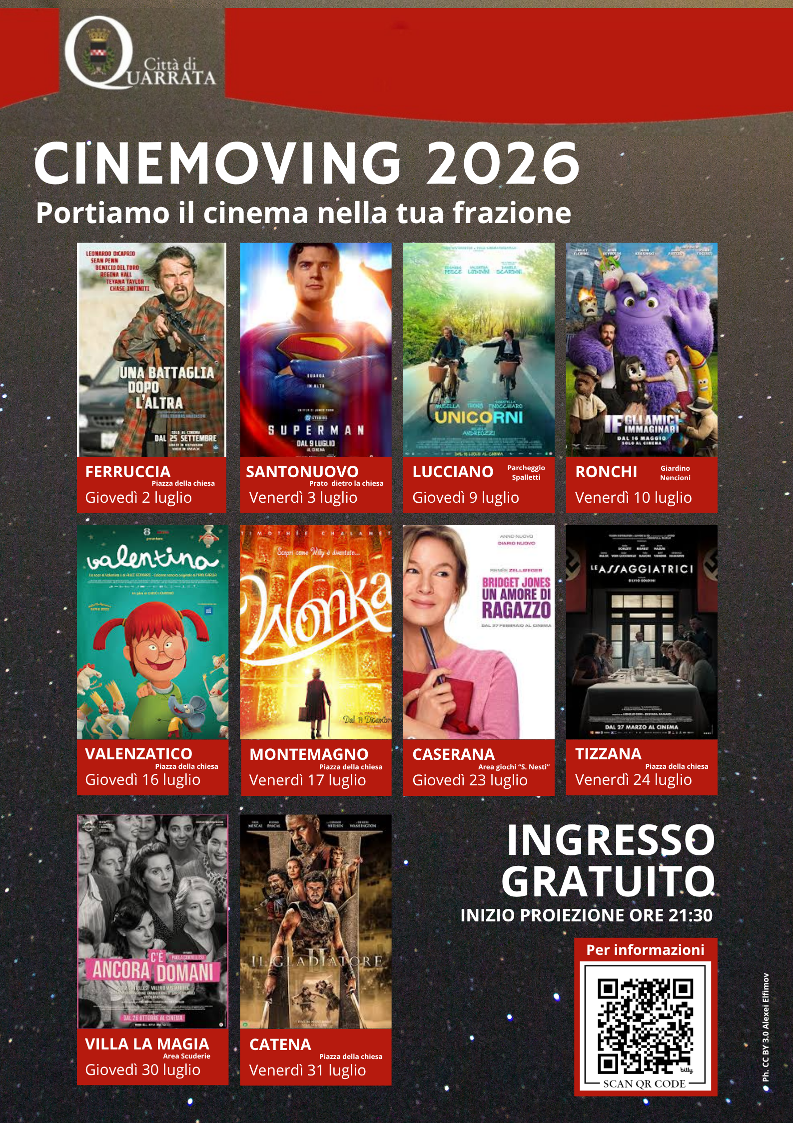 locandina cinema all'aperto 2026