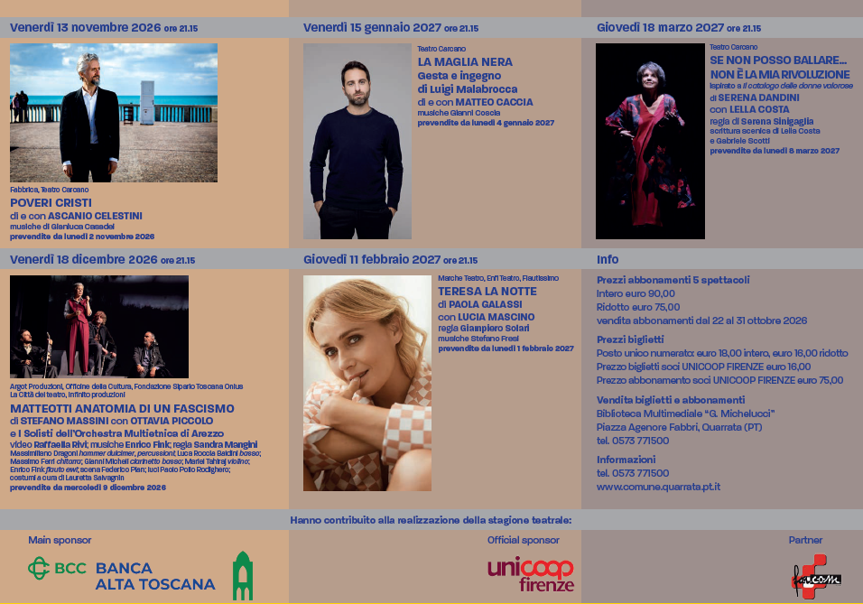 programma teatro quarrata 2026/2027